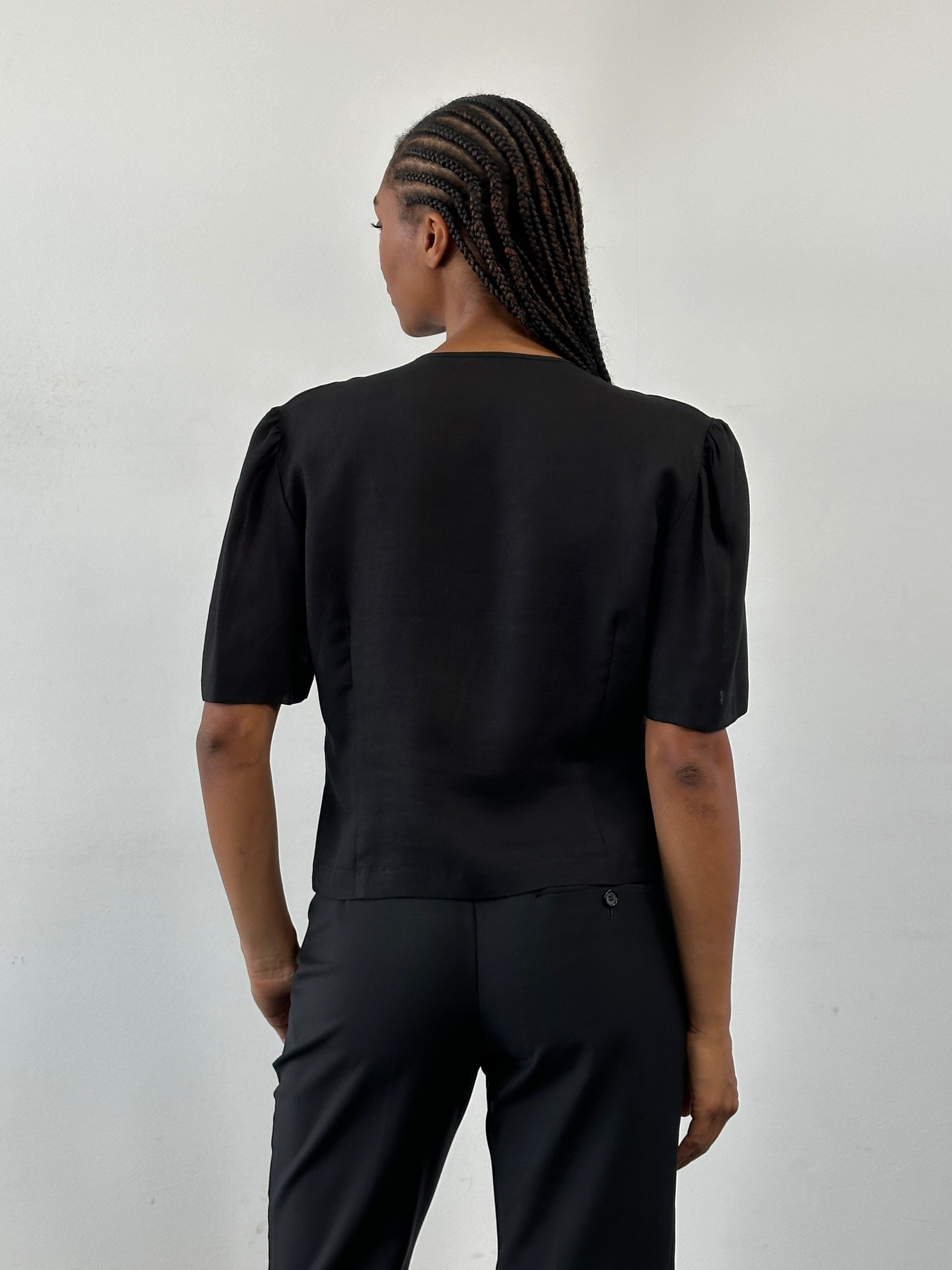 St Michael 1987 Cropped Short Sleeve Blazer - M - SYLK