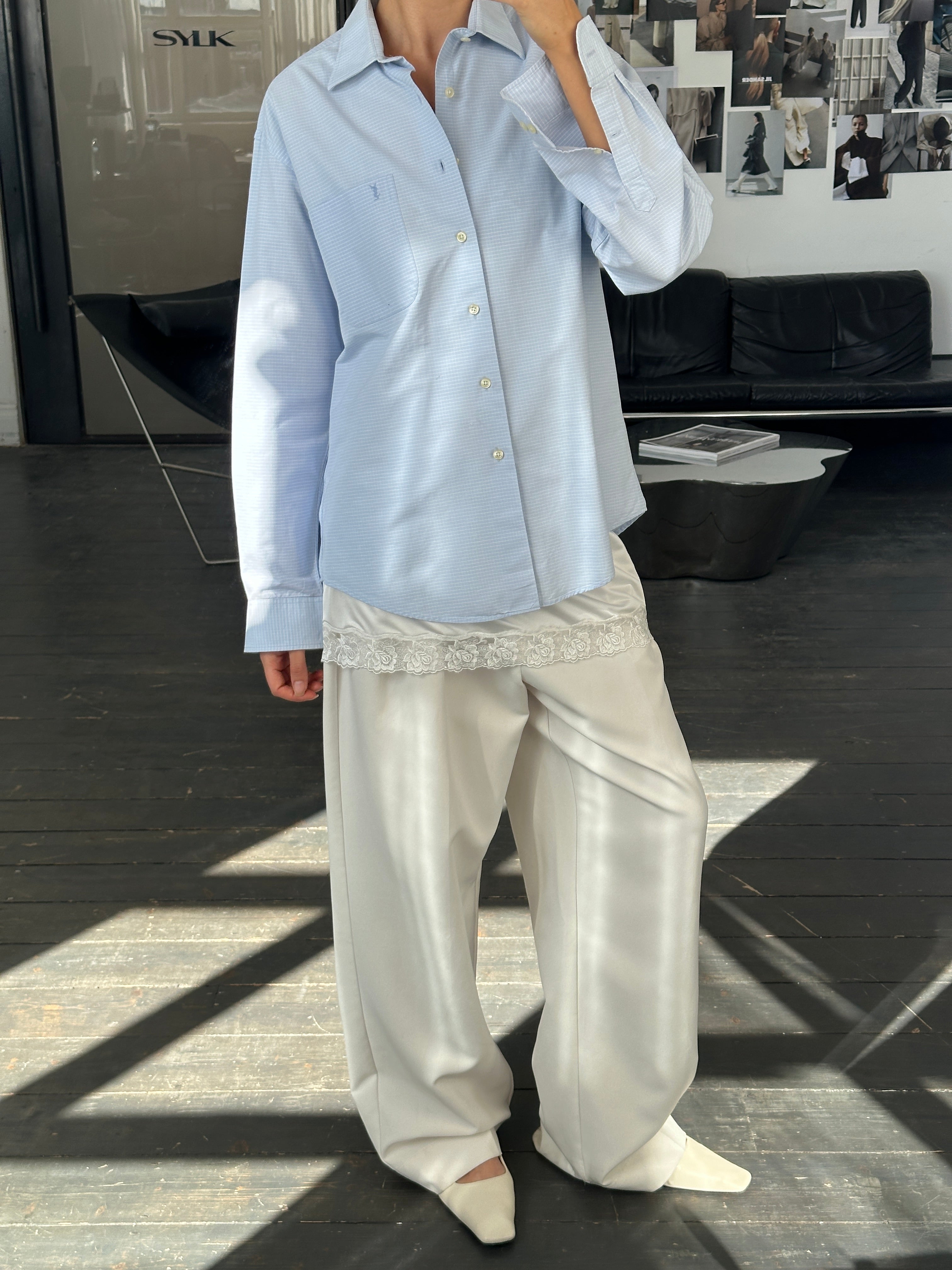 Yves Saint Laurent 1990s Cotton Check Logo Shirt - L - SYLK