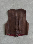 Italian Vintage Aged Leather Waistcoat - L - SYLK
