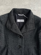 Max Mara Wool Cashmere Herringbone Single Breasted Coat - S/M - SYLK