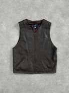 Vintage 90s Front Zip Leather Waistcoat - L - SYLK