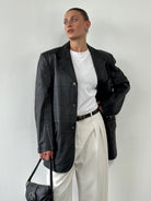 Versace Jeans Couture Bespoke Button Leather Blazer Jacket - XL - SYLK
