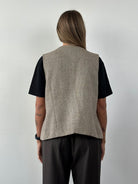 Vintage Virgin Wool Herringbone Waistcoat - XL - SYLK