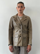 Italian Vintage Aged Leather Blazer Jacket - S/M - SYLK