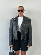 Vintage Leather Biker Jacket - L - SYLK