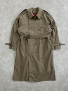 London Fog 1990s High Neck Double Breasted Belted Trench Coat - XL - SYLK