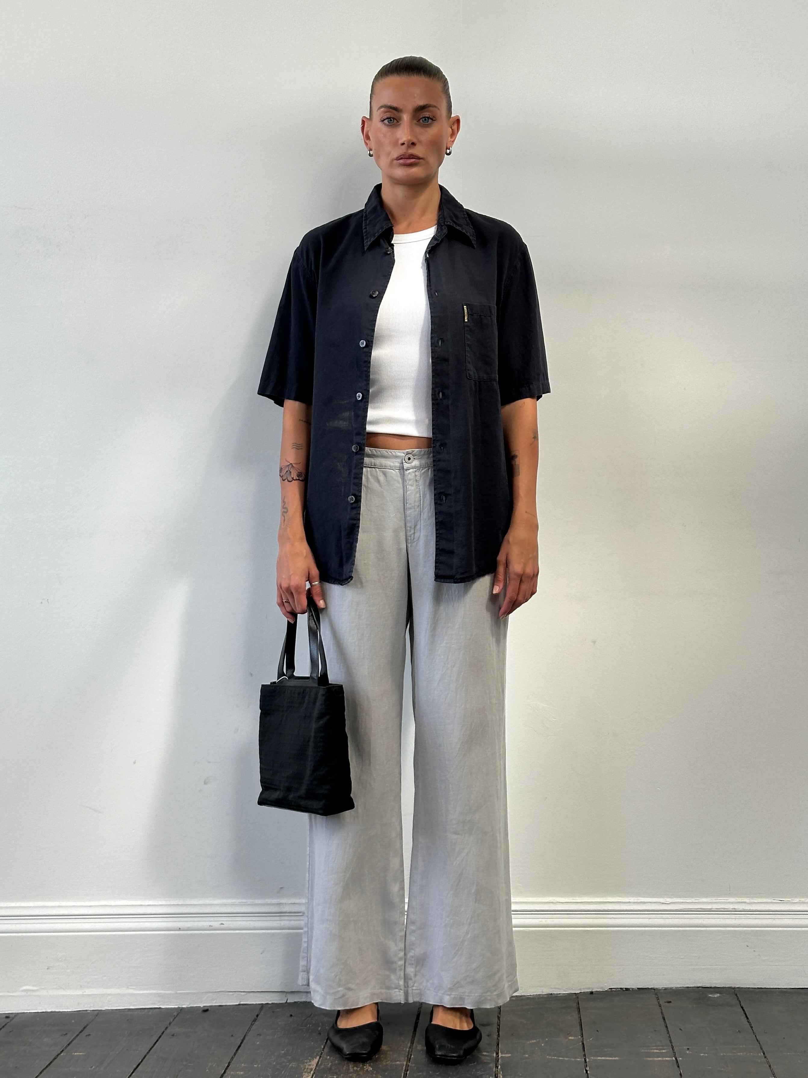 Armani Jeans Pure Linen Flared Trousers - W33 - SYLK