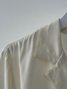 Italian Vintage Open Collar Fitted Blouse - M - SYLK