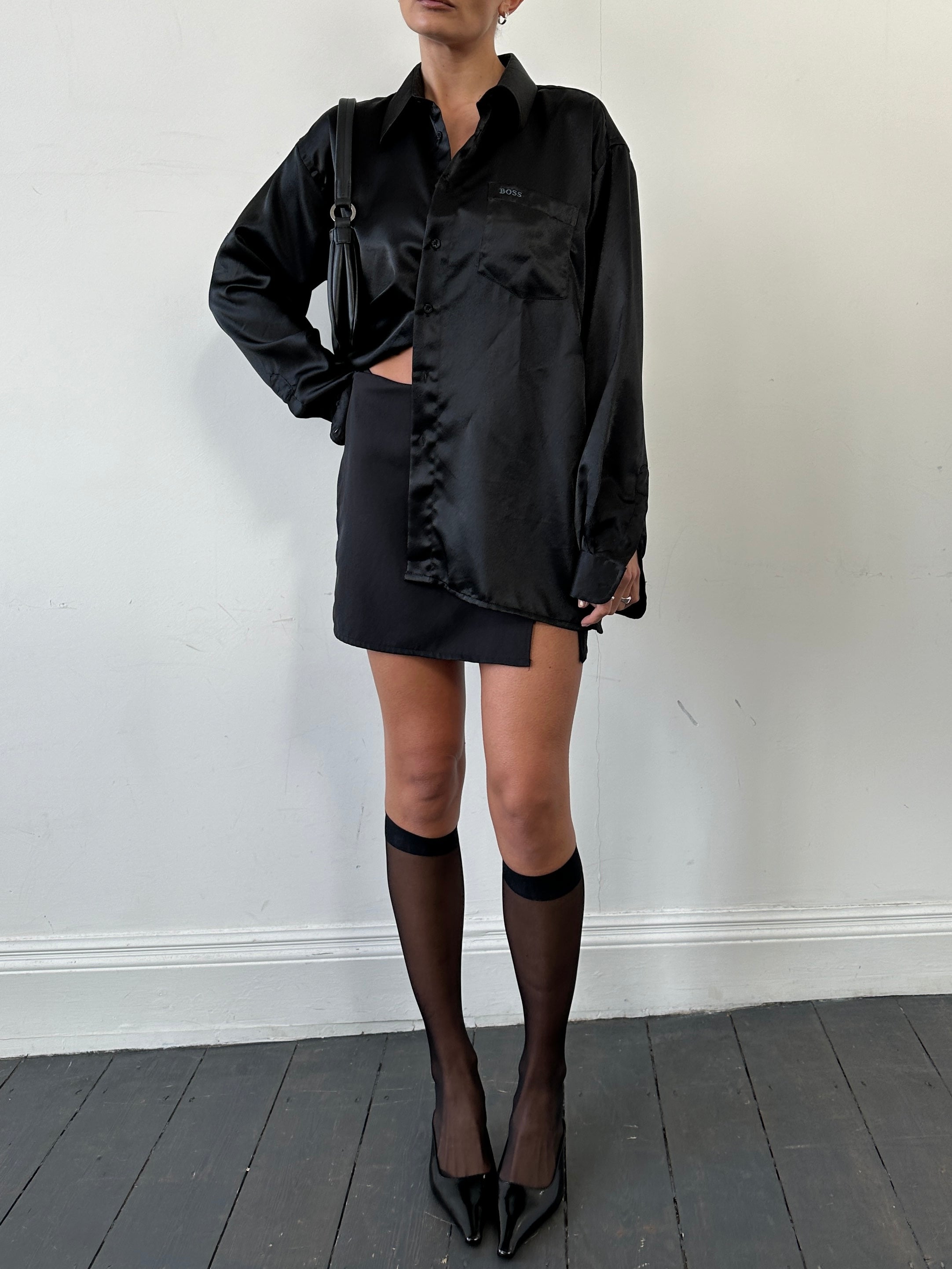 Hugo Boss Satin Logo Shirt - XL - SYLK