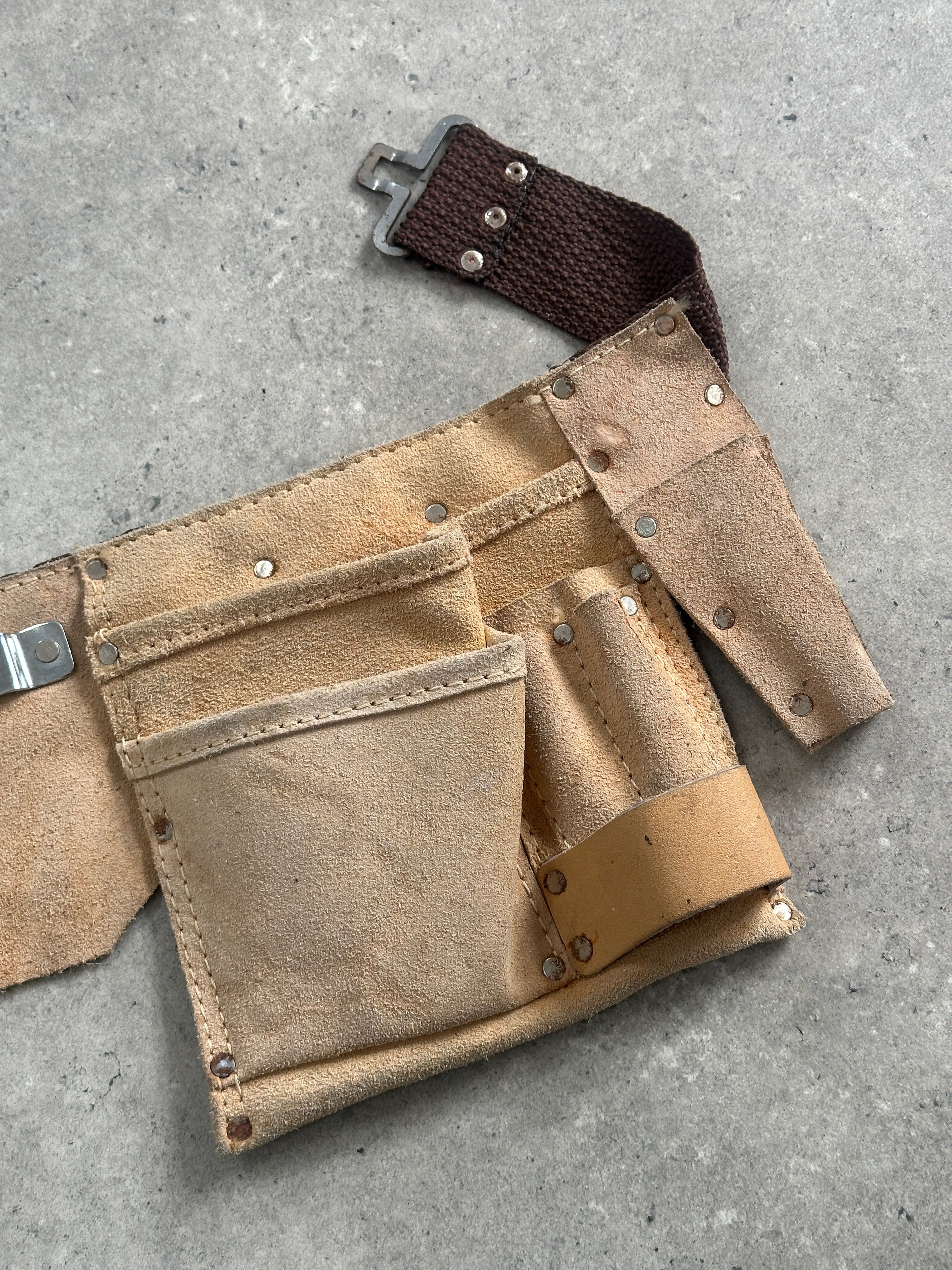 Vintage 1980s Suede Workwear Belt Bag - One Size - SYLK