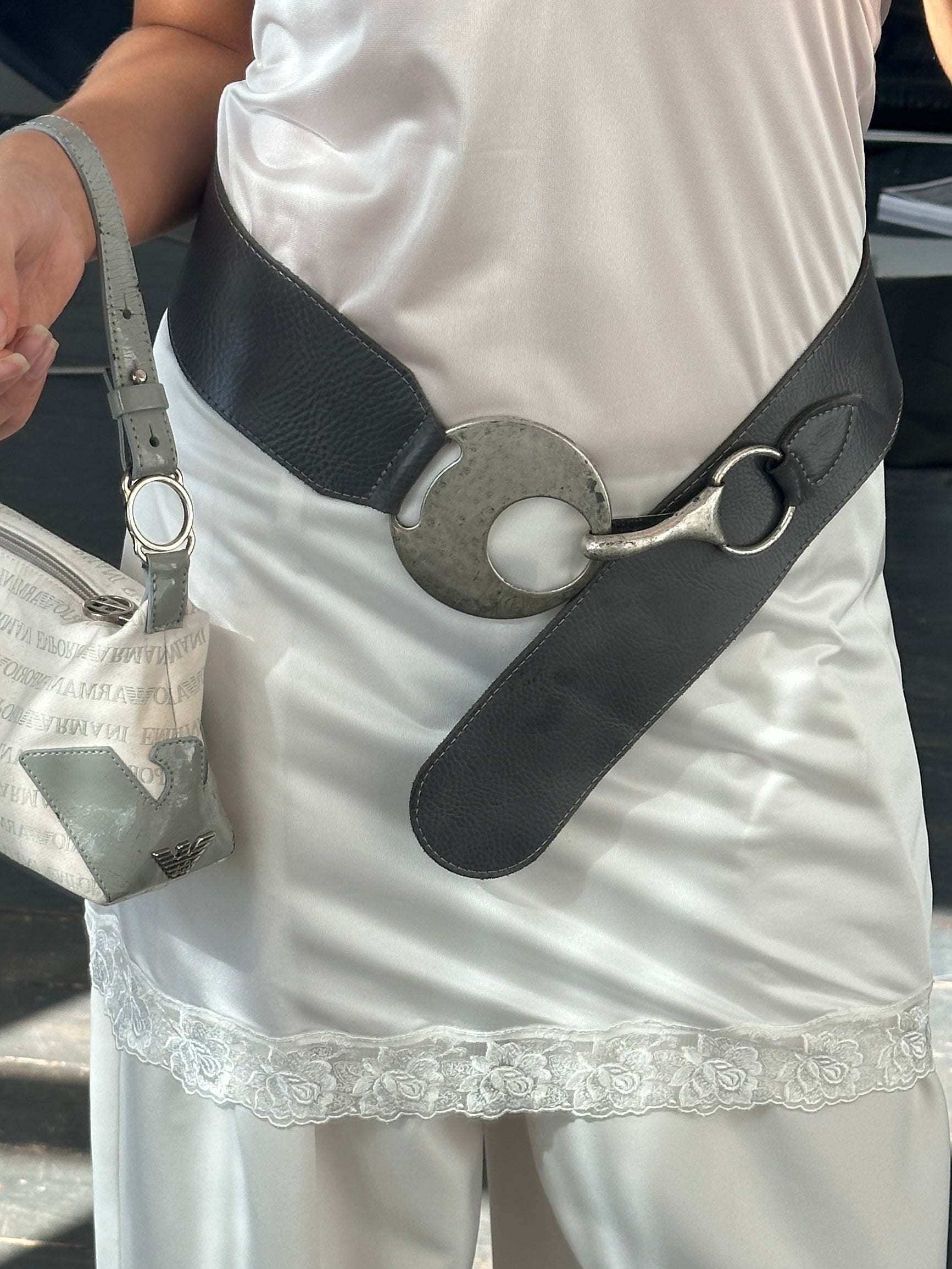 Vintage 1990s Chunky Circular Leather Belt - W35 - SYLK