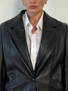 Vintage Single Button Leather Blazer Jacket - M - SYLK