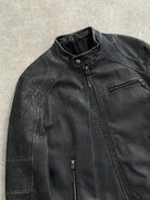 Vintage Distressed Leather Moto Jacket - M/L - SYLK