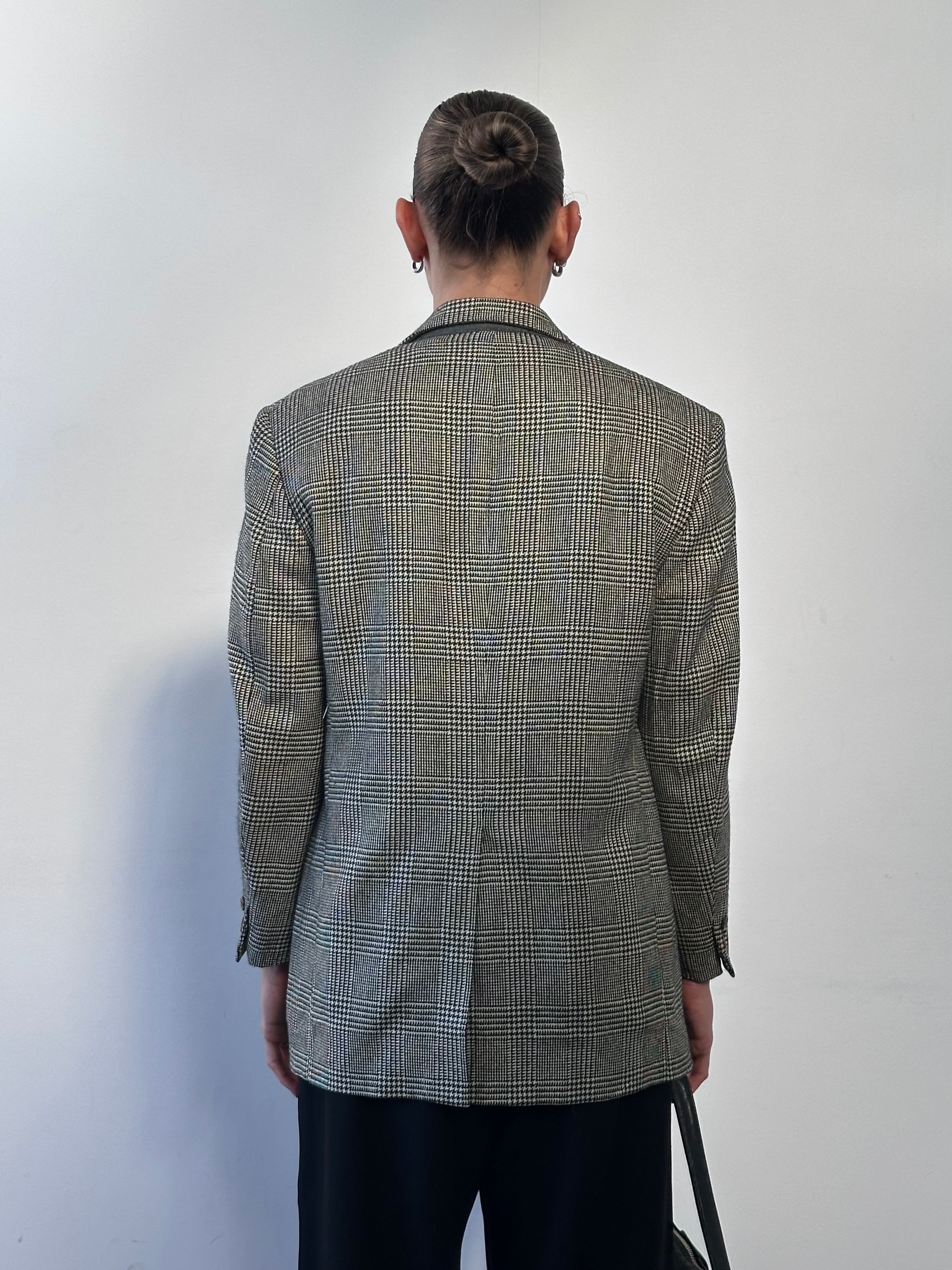 Vintage 80s Check Wool Single Breasted Blazer - 38S/M - SYLK