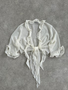 Italian Vintage Sheer Frill Tie Front Blouse - S-XL - SYLK