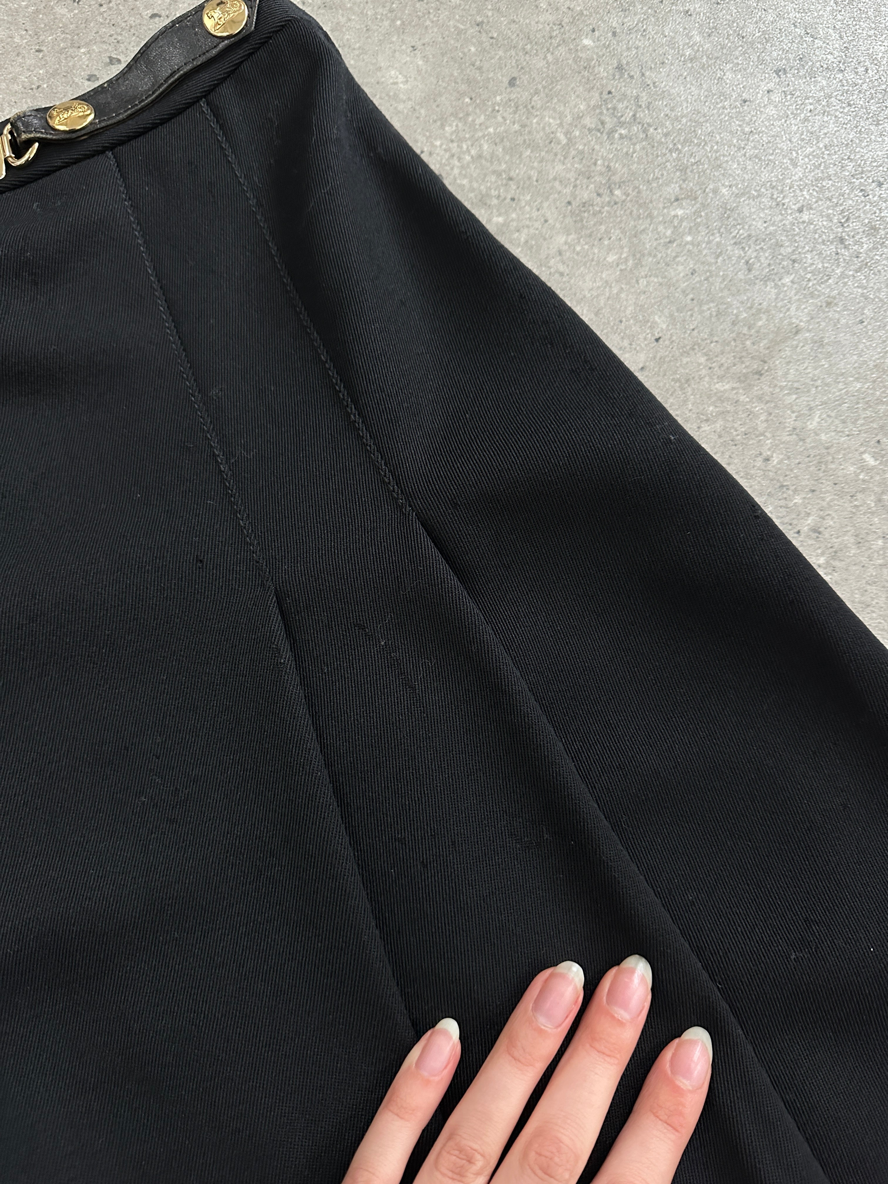 Celine 80s Pure Wool Logo Hardware Pleated Skirt - W24 - SYLK