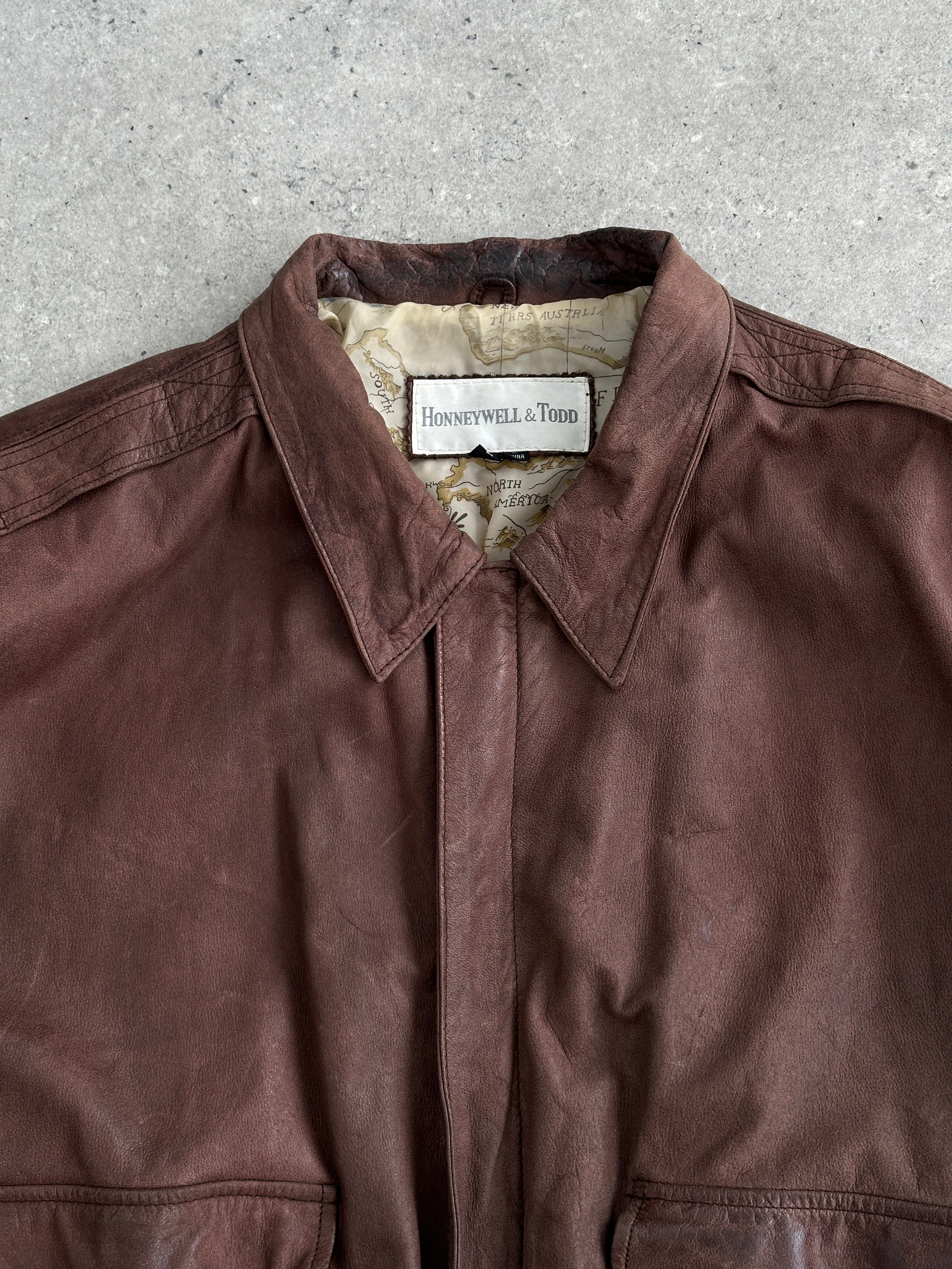 Vintage Leather Bomber Jacket - L/XL - SYLK