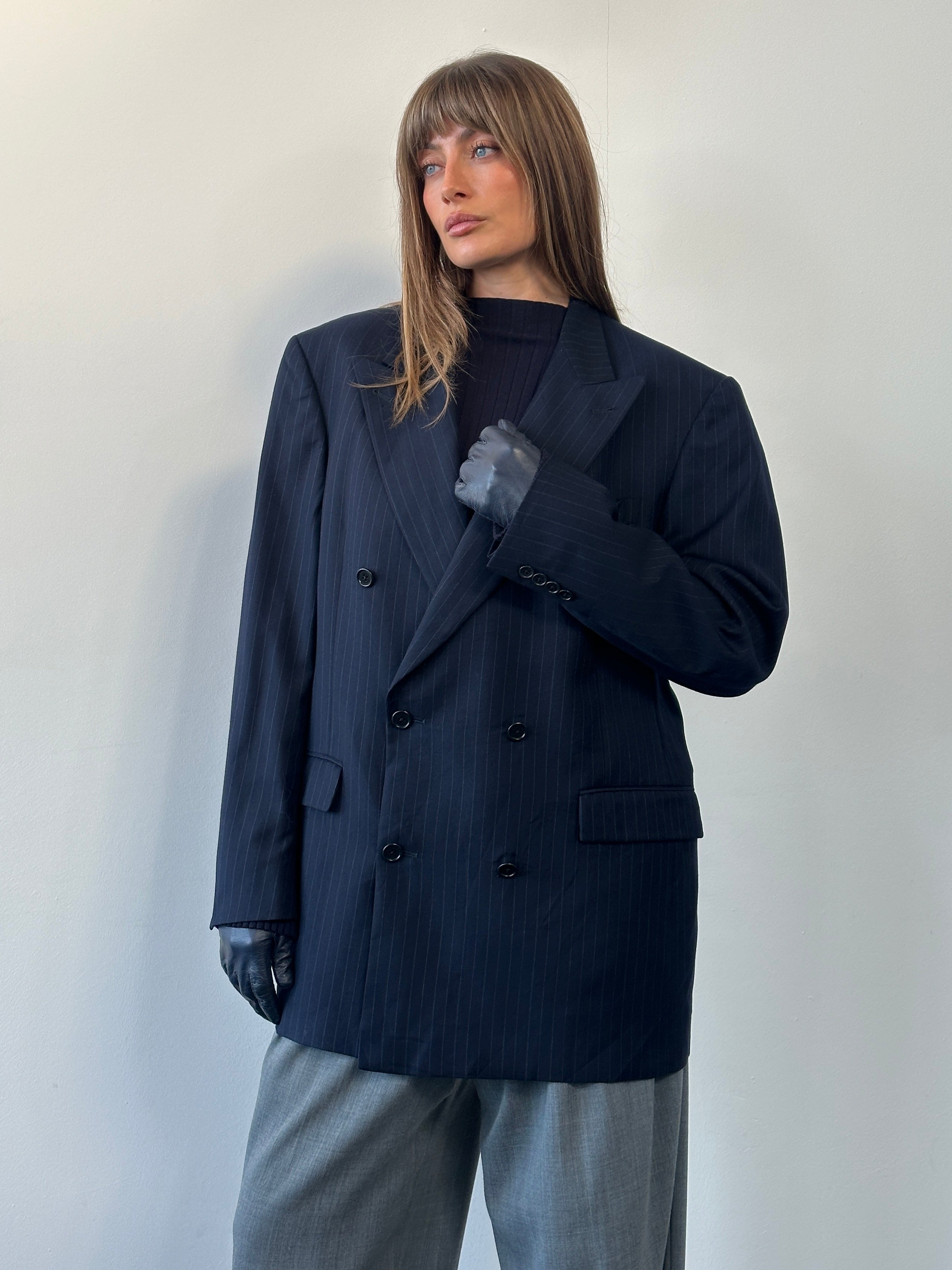 Daniel Cremieux X Loro Piana 1990s Pure Wool Stripe Double Breasted Daniel Cremieux X Loro Piana 1990s Pure Wool Stripe Double Breasted