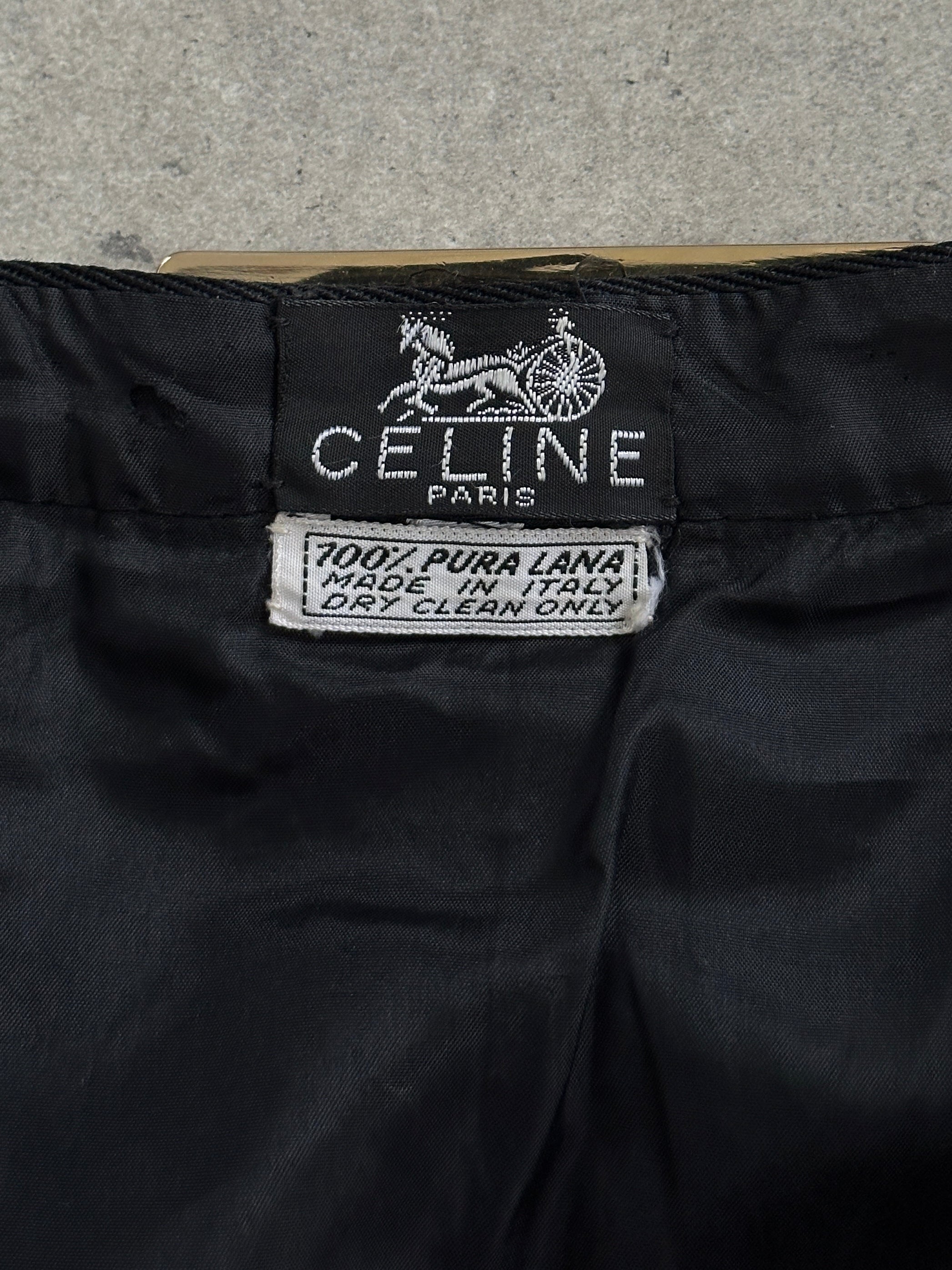 Celine 80s Pure Wool Logo Hardware Pleated Skirt - W24 - SYLK