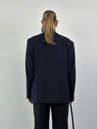 Vintage Brushed Wool Stripe Boxy Double Breasted Blazer - 44R/XL - SYLK