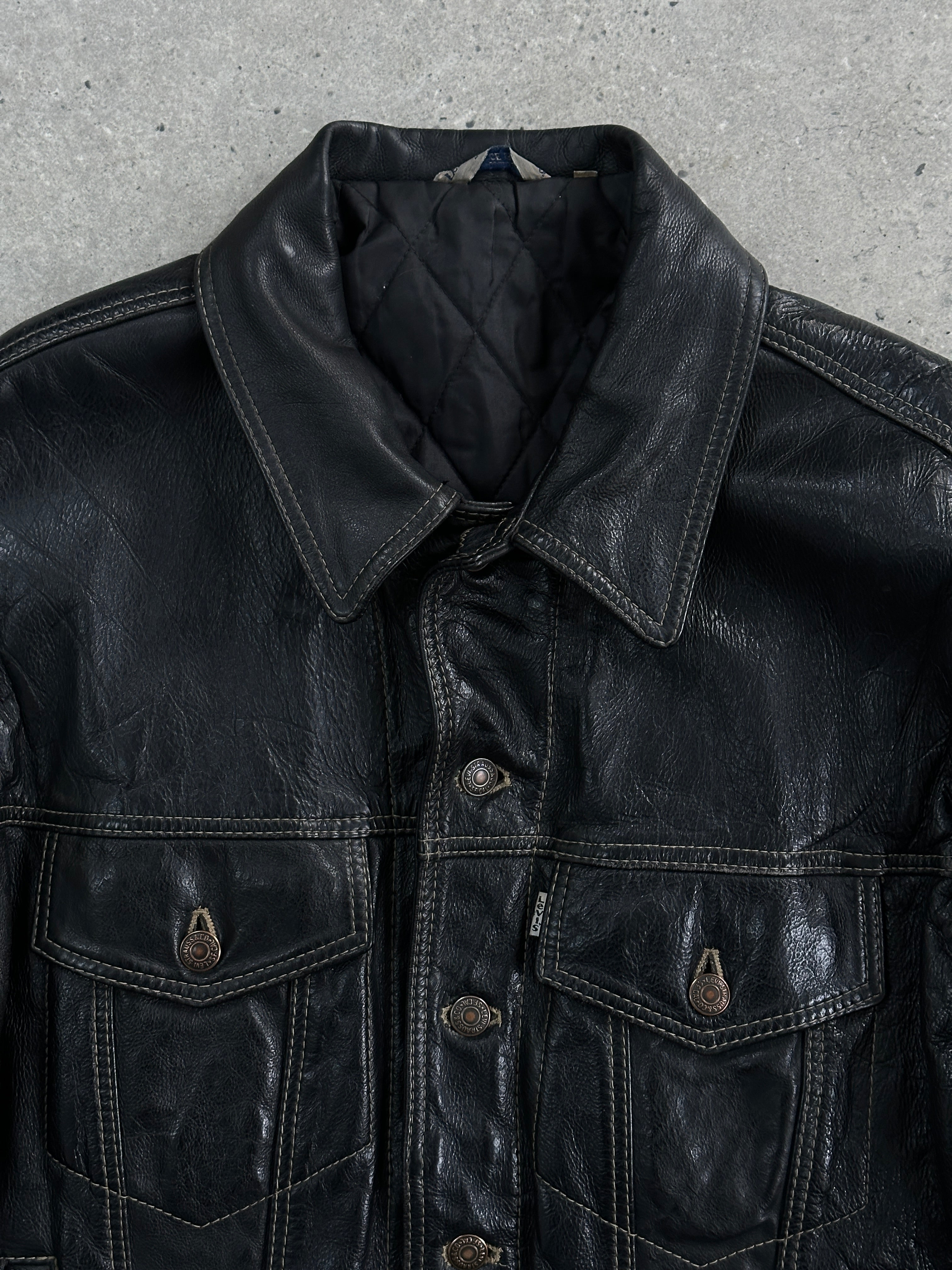 Levis 90s Contrast Stitch Leather Jacket - L - SYLK