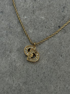 Christian Dior 16” Gold Plated Rhinestone Logo Pendant Necklace - SYLK