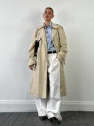 Yves Saint Laurent 80s Cotton Double Breasted Belted Coat - XXL - SYLK