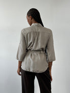Jaeger Pure Silk Belted Shirt - S - SYLK