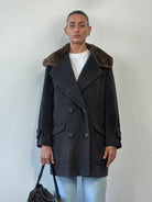 Max Mara Wool Cashmere Fur Collar Double Breasted Coat - M/L - SYLK