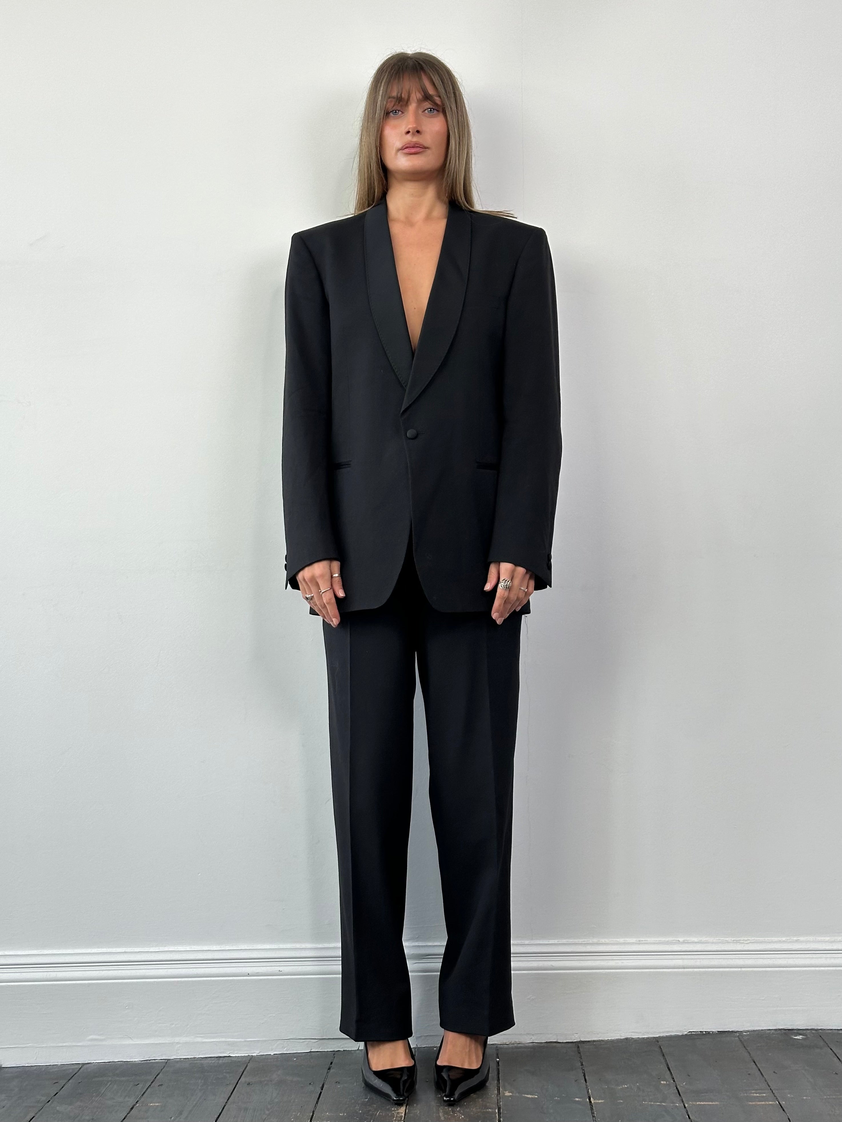 Vintage Tuxedo Pure Wool Shawl Label Single Button Suit - 42R/W36 - SYLK