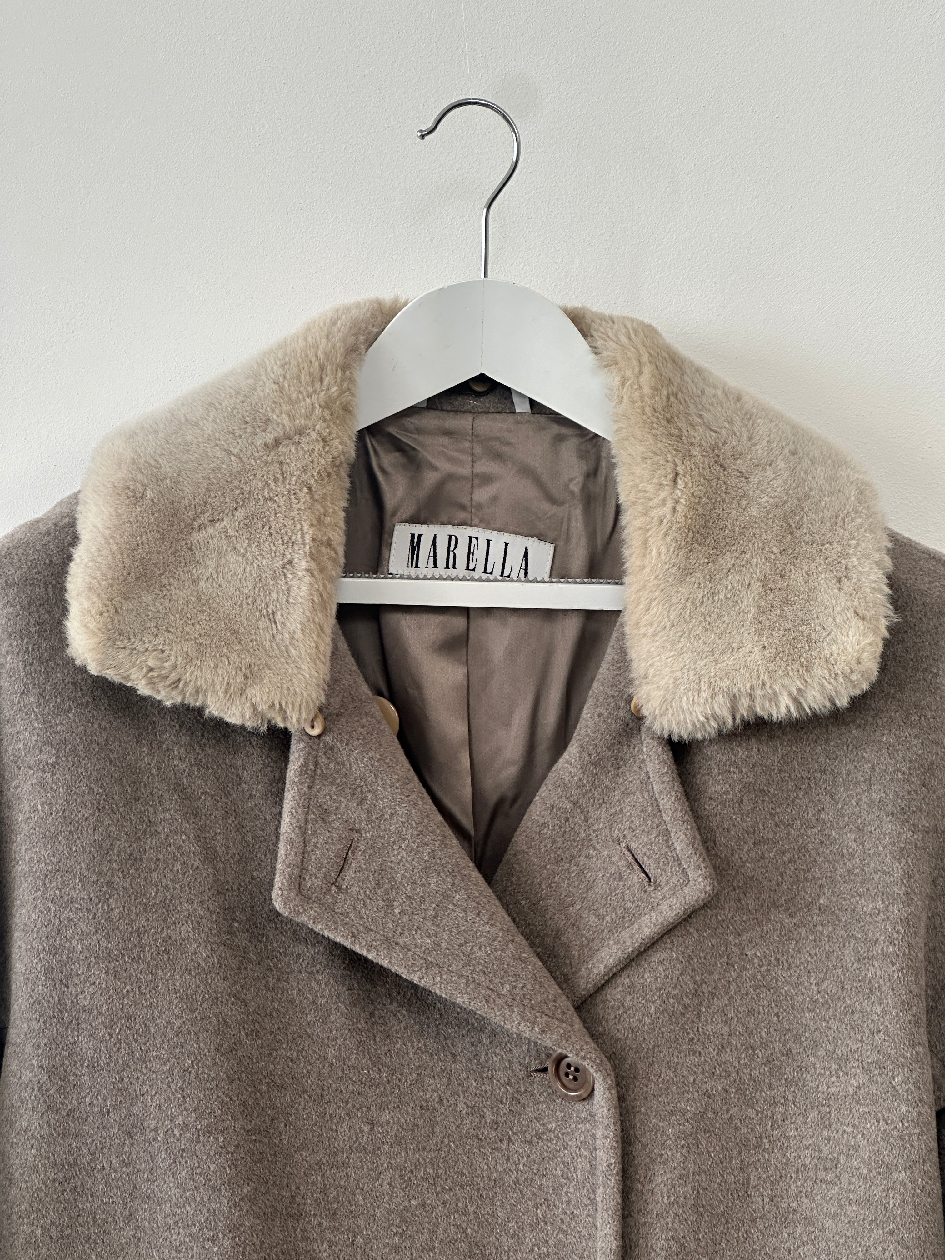 Marella Removable Collar Virgin Wool Coat - XL - SYLK
