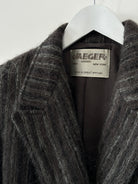 Jaeger Mohair Fuzzy Stripe Double Breasted Coat - M - SYLK