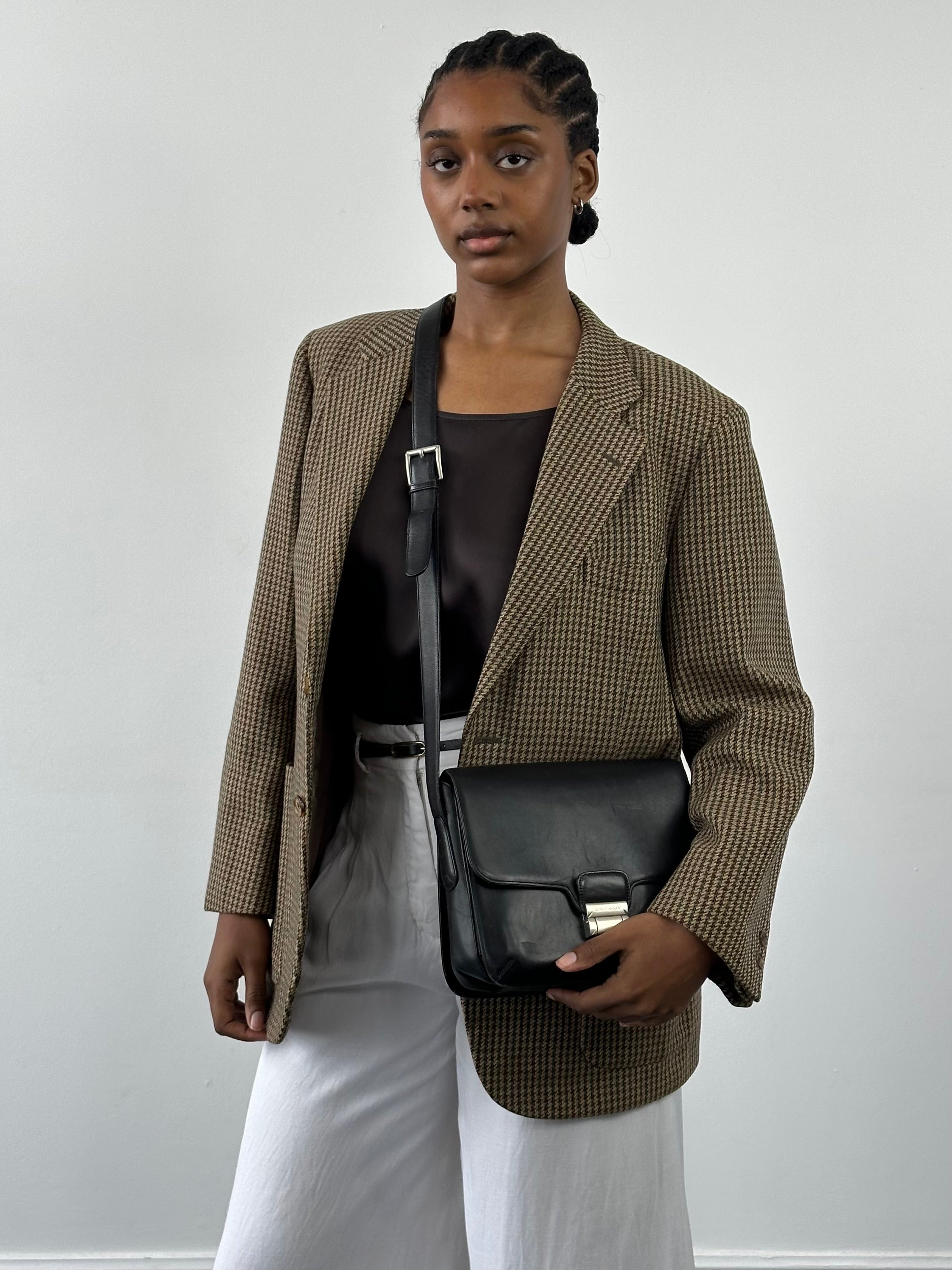 Burberry 1990s Pure Wool Houndstooth Single Breasted Blazer - 36S/S - SYLK