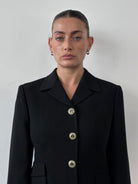 Versace Classic V2 90s Pure Wool Bespoke Rhinestone Button Fitted Blazer - S/M - SYLK