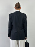 Italian Vintage Pure Wool Stripe Double Breasted Blazer - 40R/M - SYLK