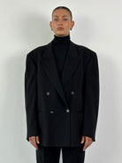 Italian Vintage Brushed Wool Cashmere Double Breasted Blazer - 44R/XL - SYLK
