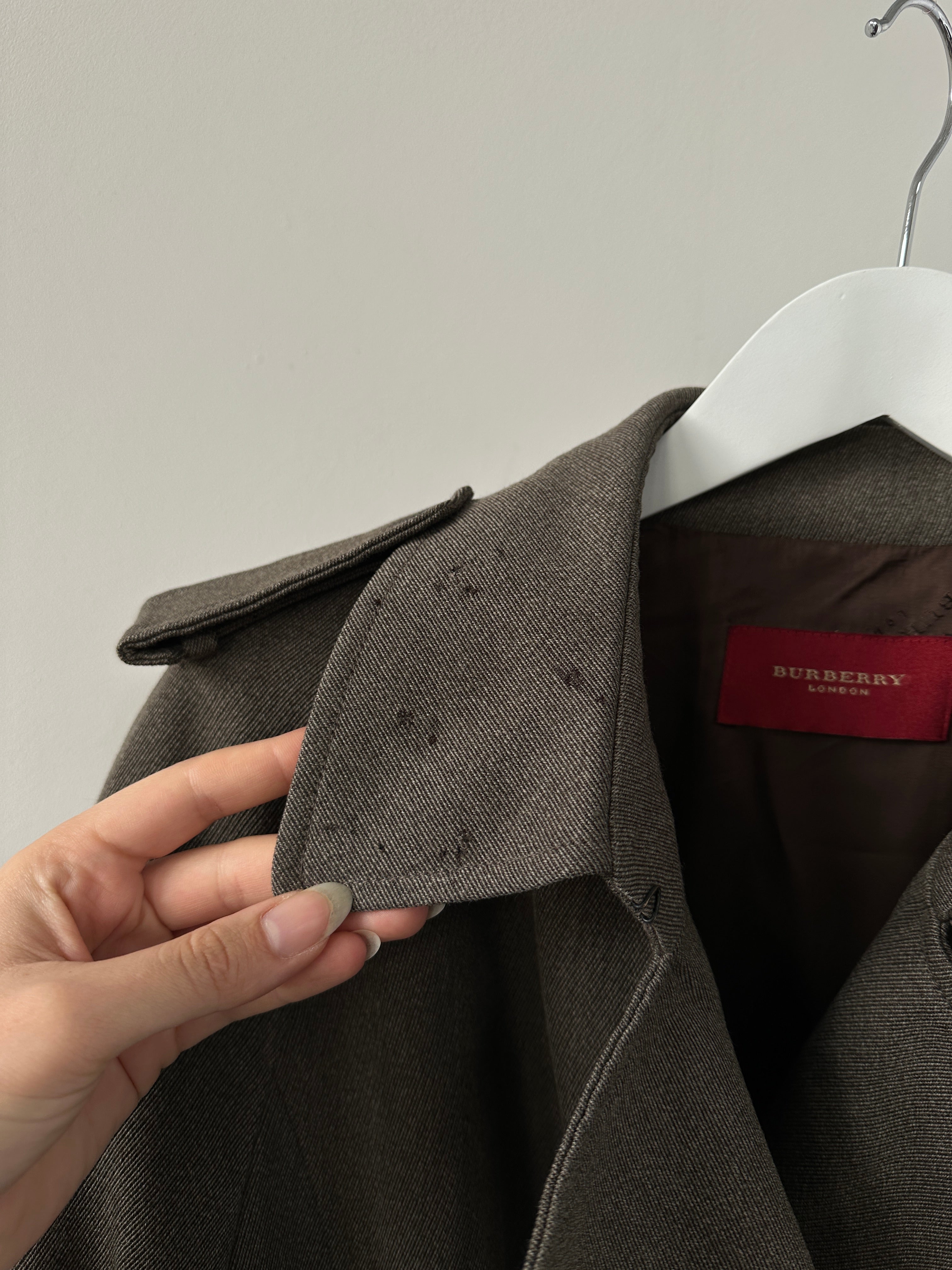 Burberry Wool Double Breasted Belted Trench Coat - M - SYLK