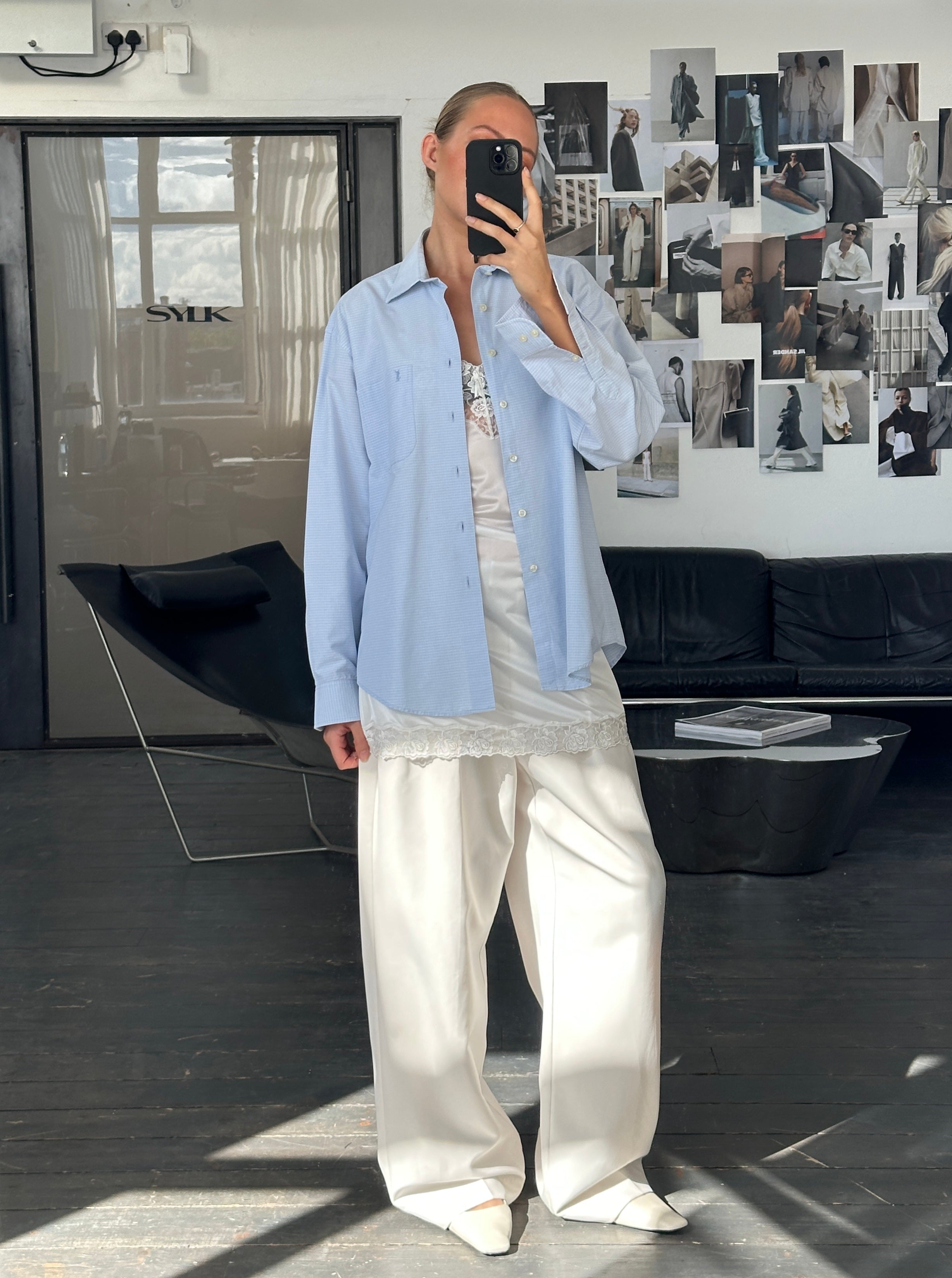 Yves Saint Laurent 1990s Cotton Check Logo Shirt - L - SYLK