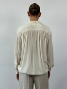 Marella Circa 90s Pure Silk Pleated Shirt - L - SYLK