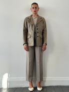 Italian Vintage Aged Leather Blazer Jacket - S/M - SYLK