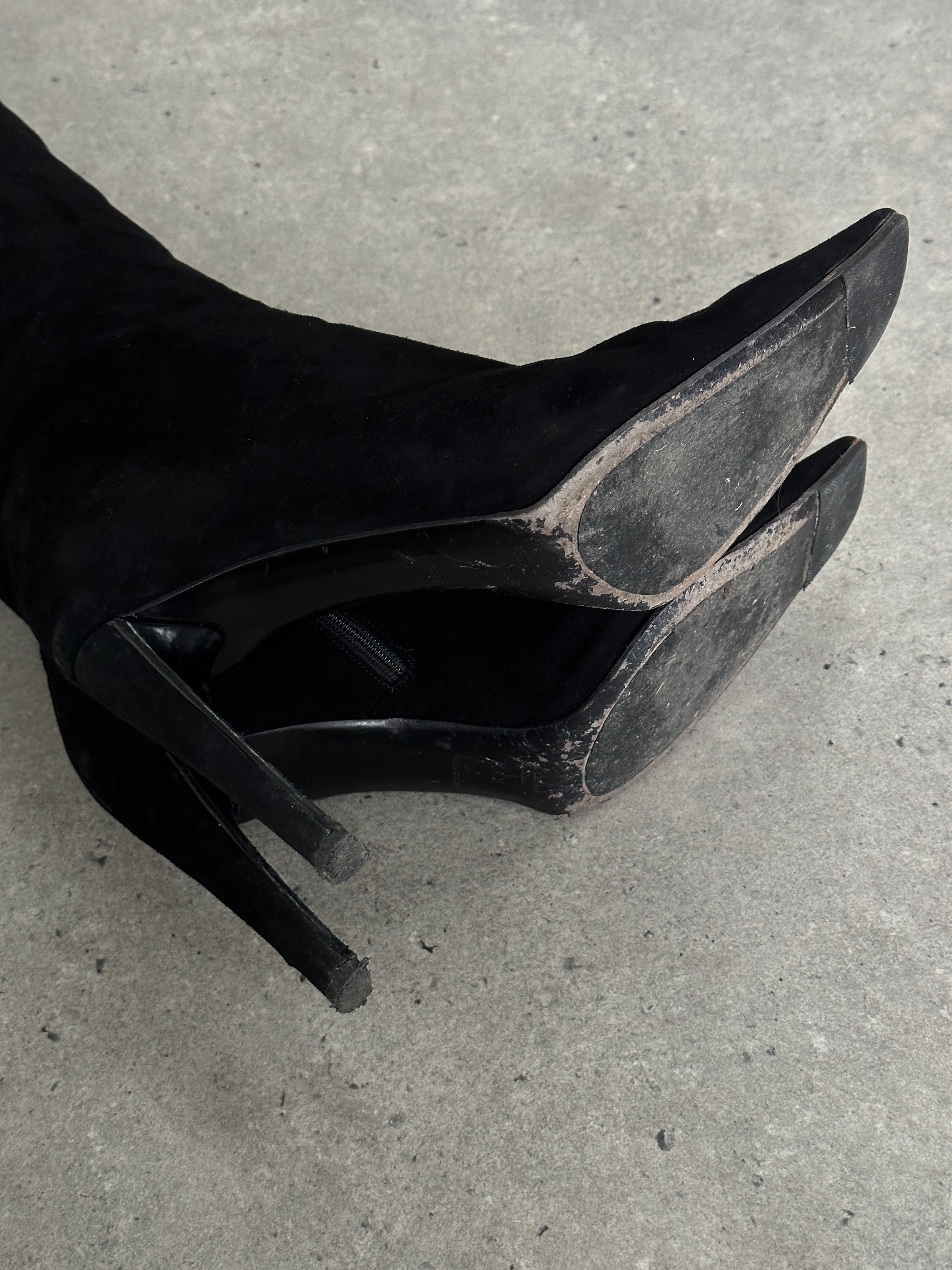 Prada Square Toe Suede Heeled Knee Boots - UK 7.5 / EU 40.5 - SYLK
