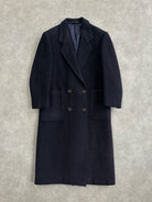 Burberry 1990s Herringbone Wool Double Breasted Coat - M/L - SYLK
