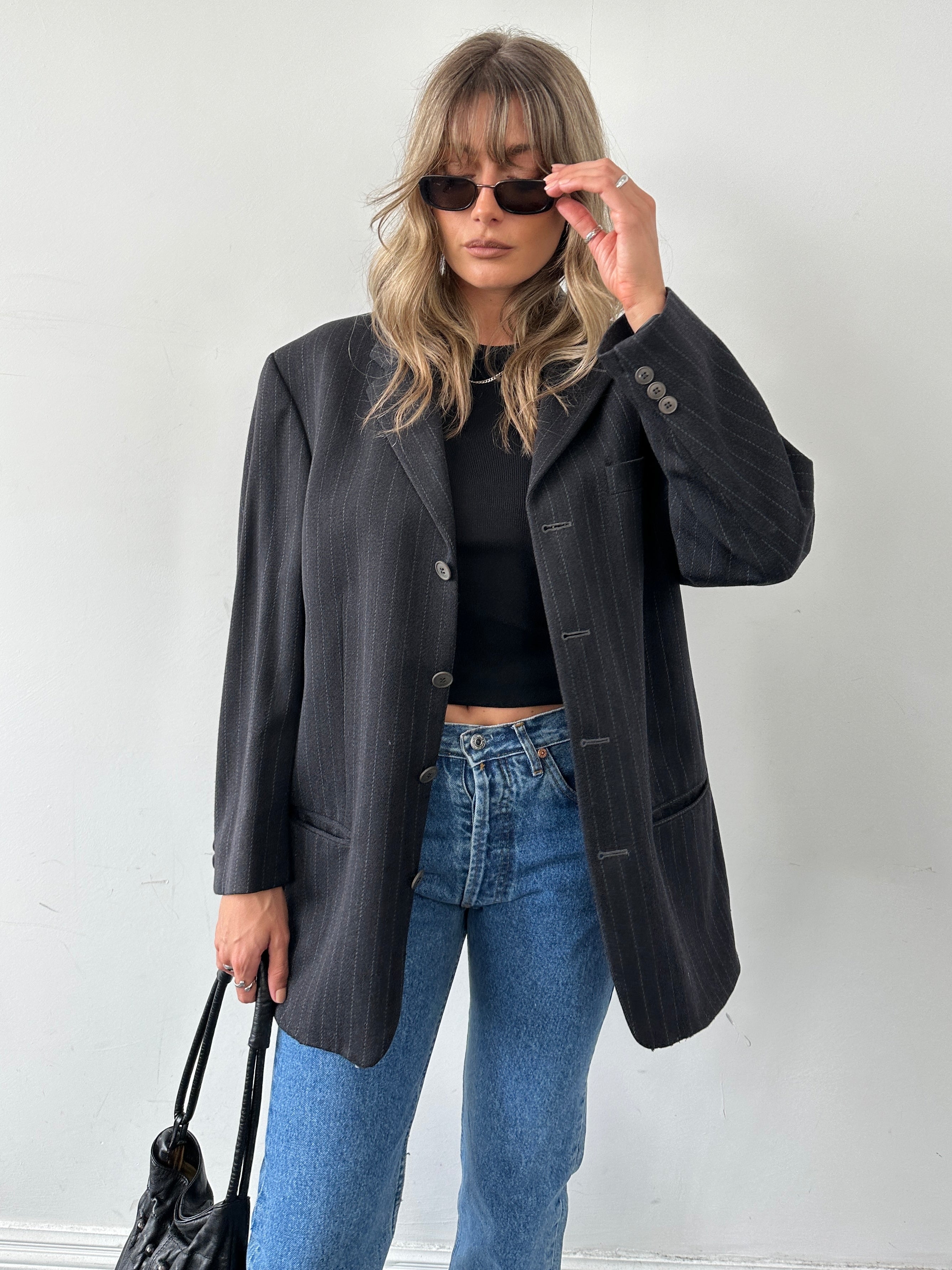 Kenzo Wool Pinstripe Single Breasted Blazer - 44R - SYLK