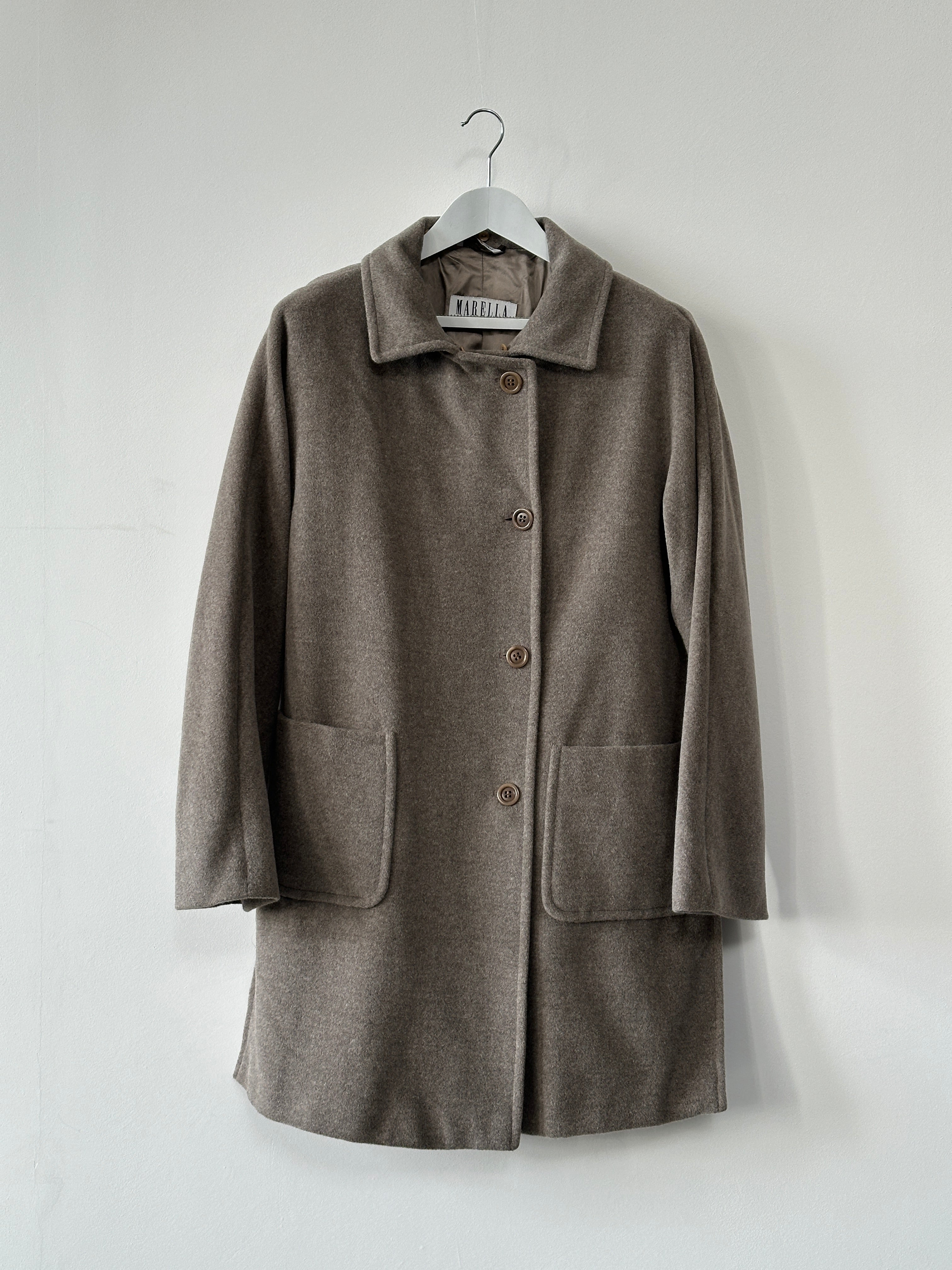 Marella Removable Collar Virgin Wool Coat - XL - SYLK