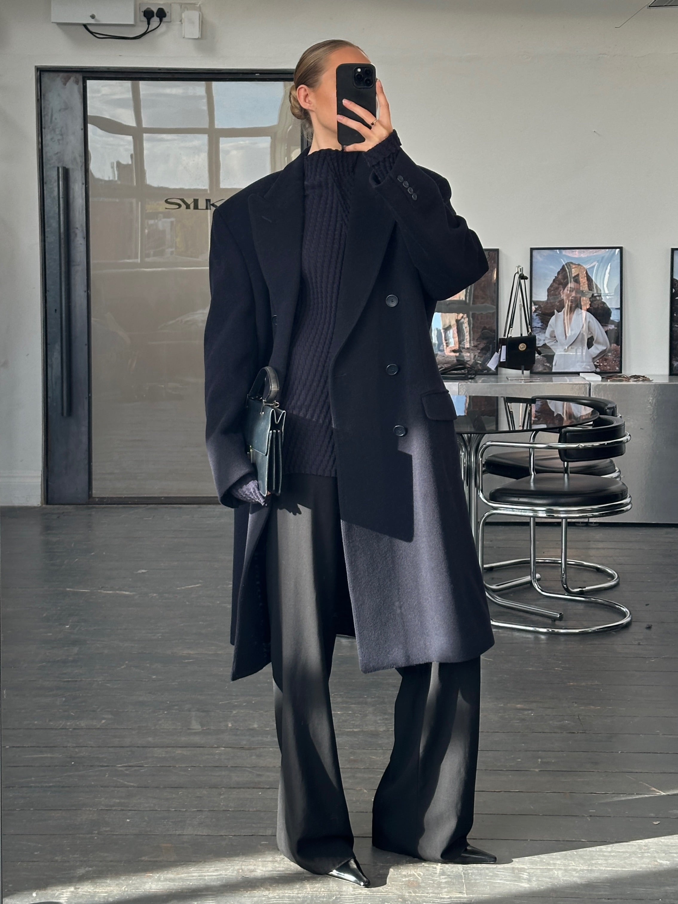 English Vintage 1990s Wool Cashmere Double Breasted Overcoat - XL - SYLK