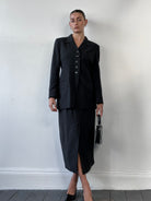 Jaeger 90s Pure Wool Two Piece Skirt Suit - M/W26 - SYLK