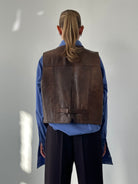 Italian Vintage Aged Leather Waistcoat - L - SYLK