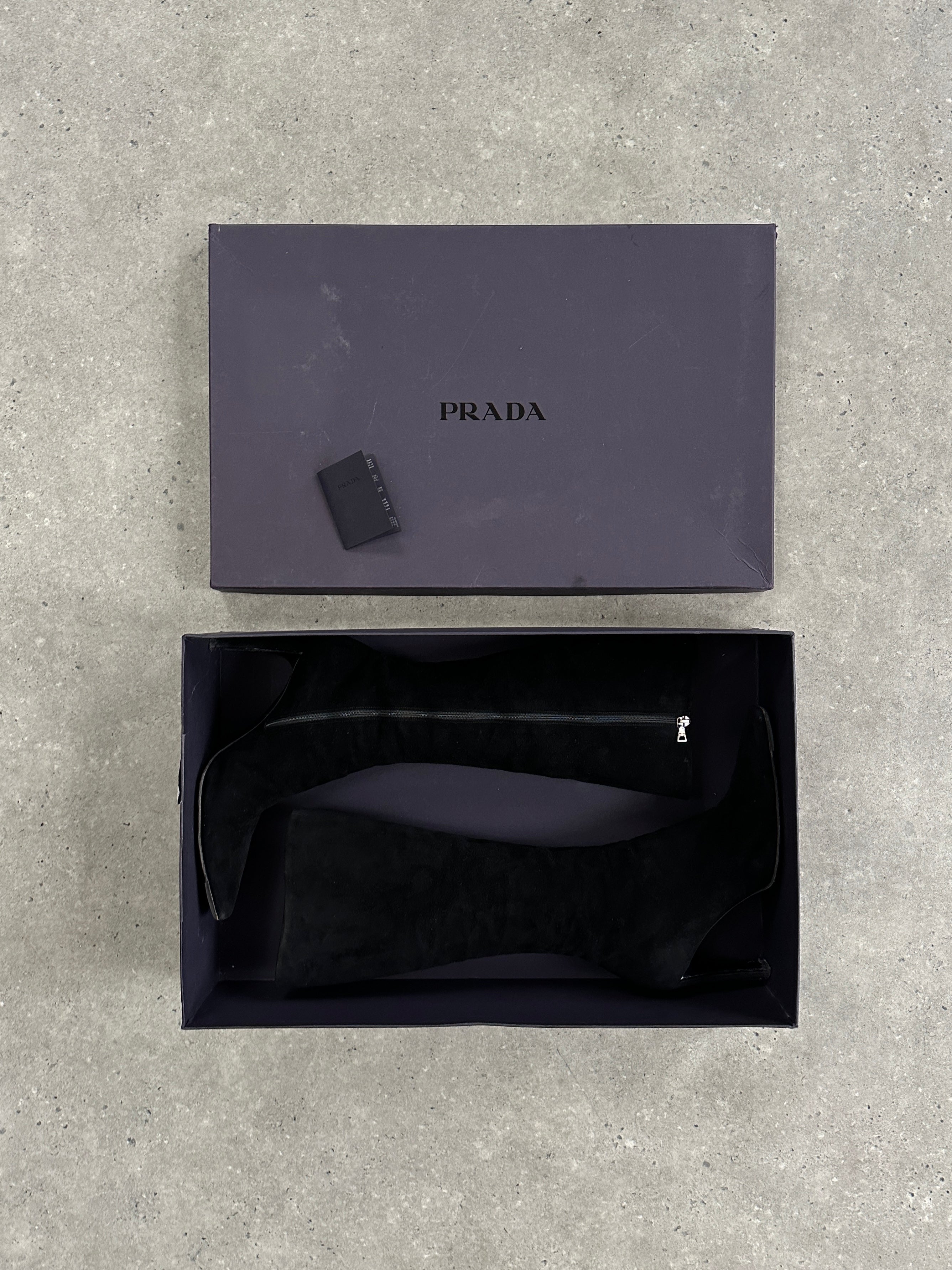 Prada Square Toe Suede Heeled Knee Boots - UK 7.5 / EU 40.5 - SYLK