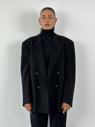 Italian Vintage Brushed Wool Cashmere Double Breasted Blazer - 44R/XL - SYLK