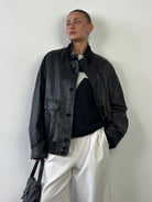Hugo Boss Leather Bomber Jacket - XL - SYLK